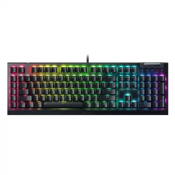 Razer JuodaWidow V4 X mechaninė žaidimų klaviatūra, geltonas jungiklis, JAV išdėstymas, laidinė, juoda Razer