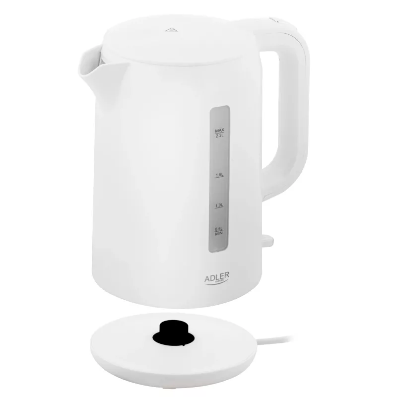 Adler virdulys | AD 1386 | Elektrinis | 1850 W | 2,2 L | Plastikinis | 360° sukamas pagrindas | Baltas