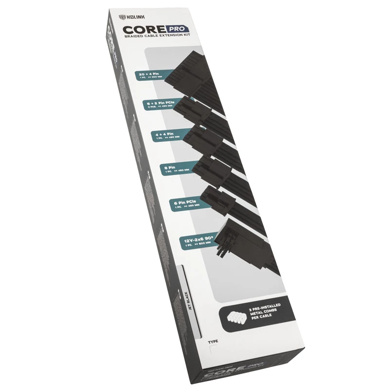 Kabelių prailginimo rinkinys Kolink Core Pro COREPRO-EK-12VT2-BLK 12V 2x6 kontaktų juodas