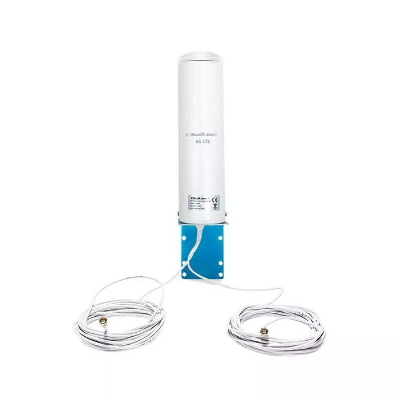 Lauko įvairiakryptė 4G LTE antena QOLTEC 57044, 5 dBi, 600–2700 MHz, 50 W, 50 Ω, baltas varinis korpusas