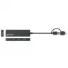 Manhattan USB-C & USB-A Combo Dock/Hub, prievadai (4): USB-A (x4), 5 Gbps (USB 3.2 Gen1, dar žinomas kaip USB 3.0), maitinamas per USB (nereikia išorinio maitinimo šaltinio)