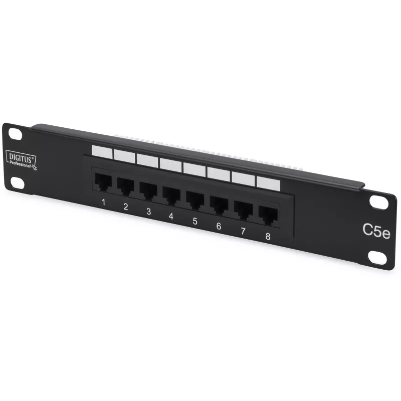 Pleistuvas 10 8 prievadų, Cat5e, U / UTP, 1U, juodas (pilnas)