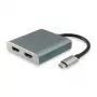 Equip USB Type C į 2 x HDMI patelės adapteris, 3.2 Gen 1 (3.1 Gen 1), USB Type-C, HDMI išvestis, 4096 x 2160 pikselių