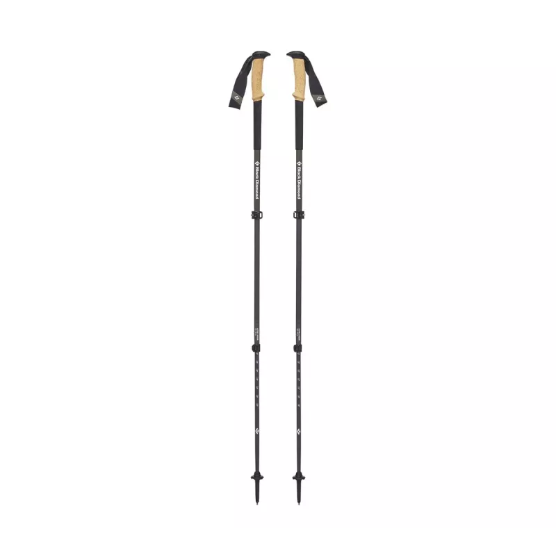Juoda Diamond Alpine Carbon Cork lazdos žygiams Unisex teleskopinės