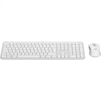 Logitech Signature plonas Combo MK950 - klaviatūros ir pelės rinkinys - 100 % viso dydžio - belaidis - Bluetooth 5,1 LE - QWERTY - US International - beveik balta (920-012491)