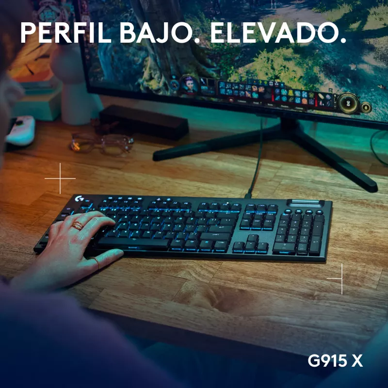 Laidinė mechaninė žaidimų klaviatūra Logitech G915 X Juoda su RGB apšvietimu