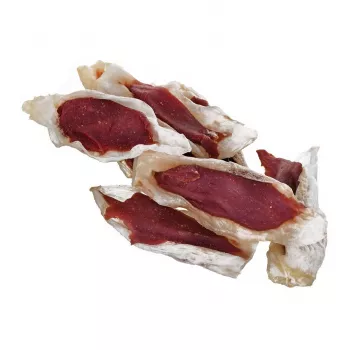 Šunų skanėstai PETITTO triušio ausis, įdaryta antiena, 500 g – vieno ingrediento hipoalerginis kramtomasis skanėstas