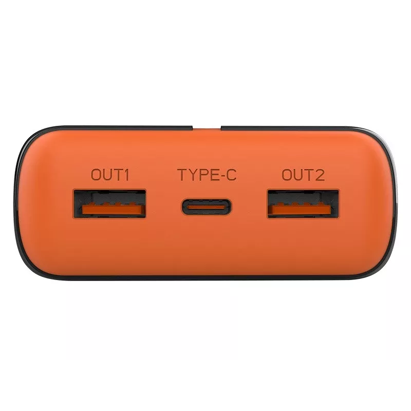 Nešiojamas įkroviklis TRACER EnerGen 20000 mAh, Power Delivery 20W, USB-C įvestis, 2×USB-A išvestys, 3 įrenginių palaikymas, oranžinis