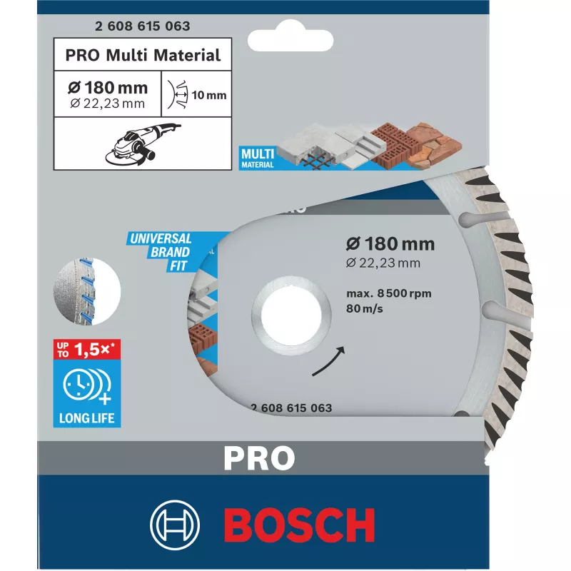 Deimantinis segmentinis pjovimo diskas BOSCH UNIVERSAL, 180 x 2,0 x 22,23 mm, betonui, mūrui | Bosch