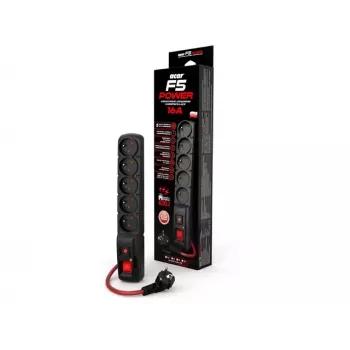 ACAR F5 POWER Juoda 5 kintamosios srovės lizdai 230 V 3 m