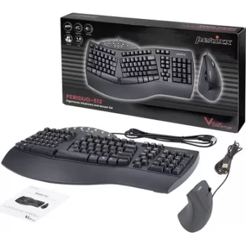 “Perixx PERIDUO-512 DE B” laidinė klaviatūra ir pelės rinkinys, ergonomiškas, QWERTZ, juodas (12321)