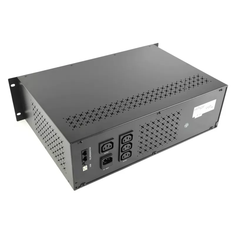 Gembird - UPS stelažinis 19'' 3.4U 1500VA, 4x IEC 230V išėjimai, IEC14 įėjimas, RJ11, USB, LCD, Line-Interactive 1.5 kVA 900 W 4 AC lizdai