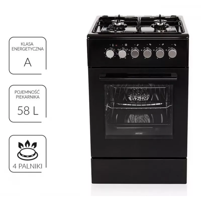 MPM MPM-56-KGM-12B dujinė/elektrinė viryklė Juoda