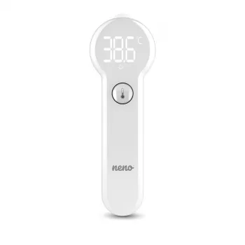 Nekontaktinis kaktos termometras neno Medic T08 — infraraudonųjų spindulių, 35–42 °C diapazonas, ±0,2 °C tikslumas, LCD, 2×AAA, atmintis