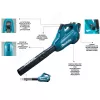 Makita DUB362Z belaidis lapų pūstuvas 193 km/h Juoda, Turquoise 18 V Ličio jonų (Li-Ion)