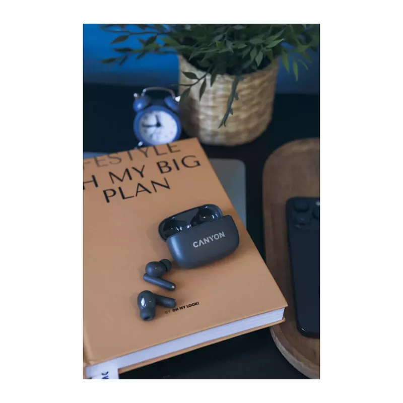 CNS-TWS10BK „Canyon“ belaidės ausinės True Wireless Stereo (TWS) į ausis, skirtos skambučiams/muzikai/sportui/kasdieniam naudojimui, USB Type-C, Bluetooth, juodos (CNS-TWS10BK)