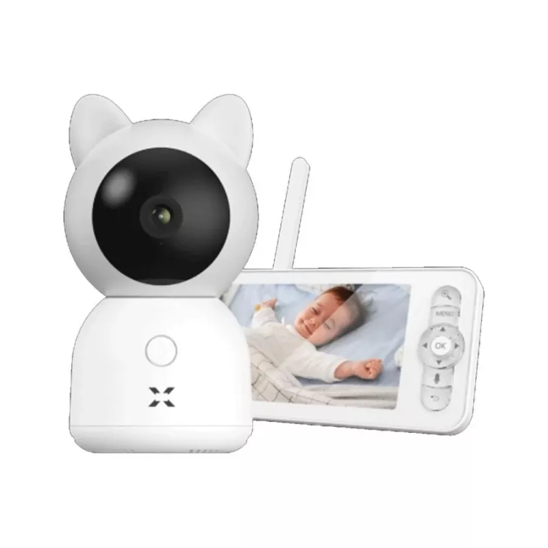 XENON X7202 Išmanioji kūdikio kamera su monitoriumi, Wi-Fi, 2,4 GHz, 3 MP, dvipusis garsas, SD, balta