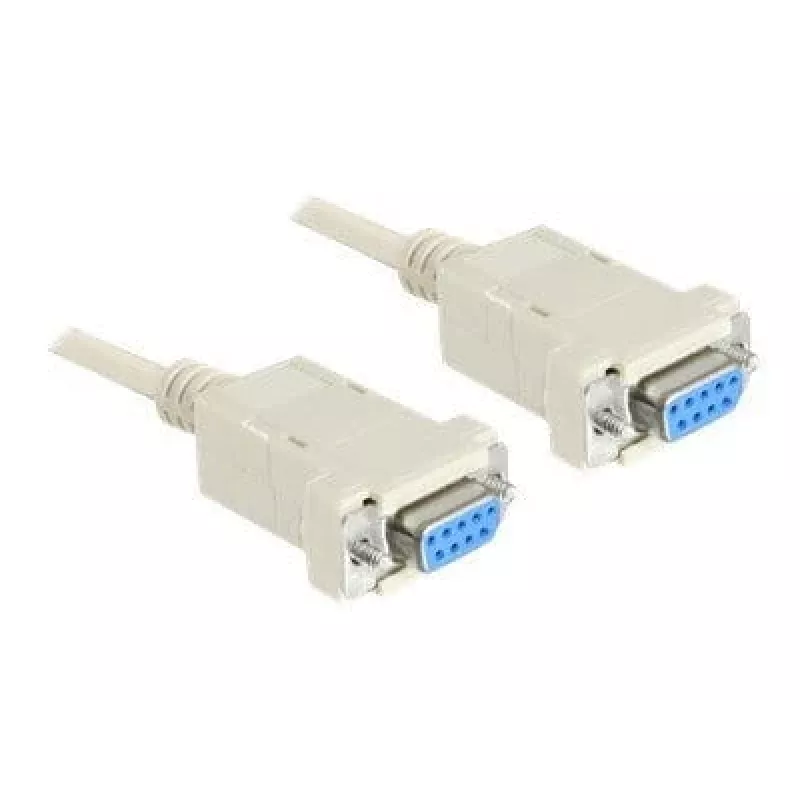 Serial Nullmodem 9 pin female auf 9 pin female 1.8 m, kabelis pilkas, 1,8 metro