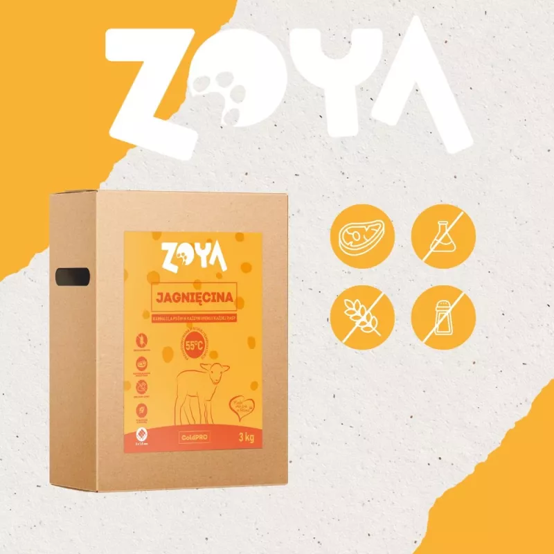 Sausas šunų maistas ZOYA ColdPRO Lamb 3 kg — visavertis suaugusių šunų maistas, 26% baltymų, 9,5% riebalų