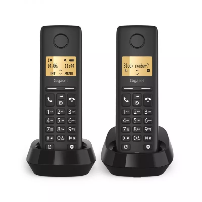 Belaidis telefonas Gigaset PURE 100 Duo su skambintojo ID, ECO DECT GAP, juodas