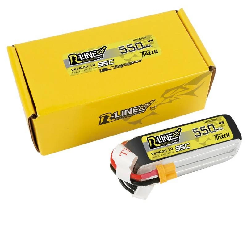 Baterija Tattu R-Line 550mAh 14,8V 95C 4S1P — LiPo rinkinys RC modeliams