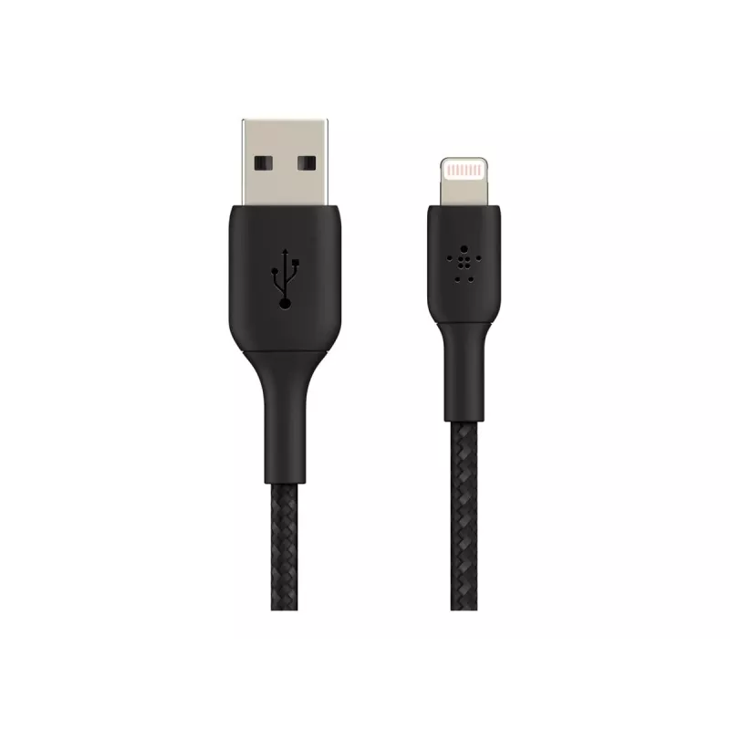 Kabelis Braided USB-Lightning 15 cm juodas
