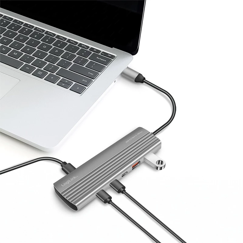 LogiLink USB 3.2 Gen2 šakotuvas 4+1 prievadų 2x USB-A 2x USB-C PD 100W aliuminis