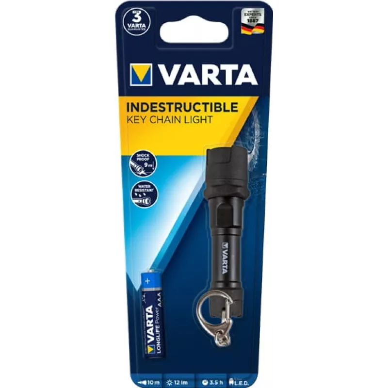 Raktų pakabuko žibintuvėlis Varta 16701 101 421 juodas LED atsparus smūgiams IPX4