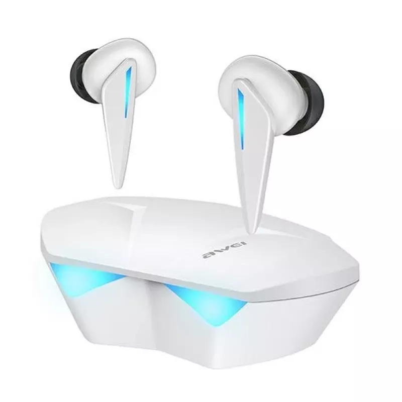 ausinės Awei T23 belaidės Bluetooth 5.3 USB atsparios vandeniui baltos