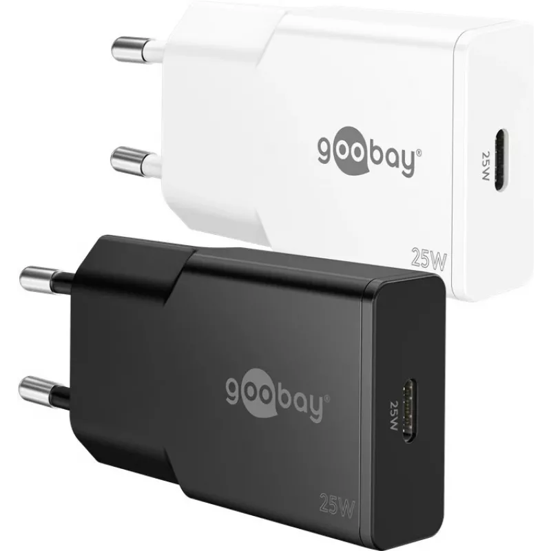 WENTRONIC USB-C PD GaN įkroviklis plonas 25W baltas – vienas USB-C maitinimo prievadas, kompaktiškas dizainas