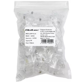 Modulinė RJ45 jungtis QOLTEC 54550 CAT5e UTP, pakuotė po 100 vnt.