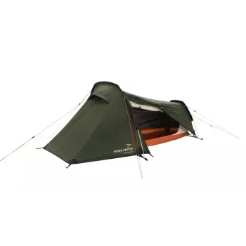 Tunelio tipo palapinė easy camp Sarek 1 (tamsiai žalia/oranžinė, 2025) — vieno asmens, tunelio dizainas