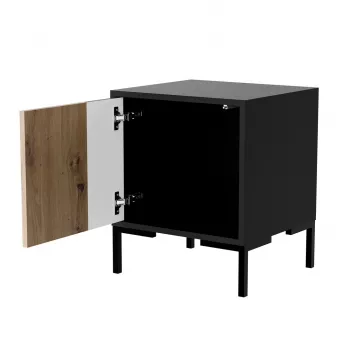 Naktinis staliukas Cama Meble MERCI 44x40x52,5 cm, juodas ir ąžuolo, MDF/medžio drožlių plokštė, pakuotėje 2 vnt.
