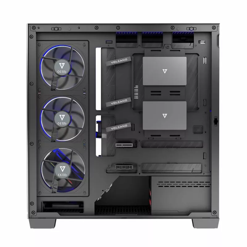 PC korpusas MODECOM Volcano Stellar 5F ATX Midi Tower, grūdintas stiklas, 5 iš anksto sumontuoti ventiliatoriai, USB‑C, palaiko microATX/ATX, maks. GPU 420 mm, CPU aušintuvo aukštis 175 mm