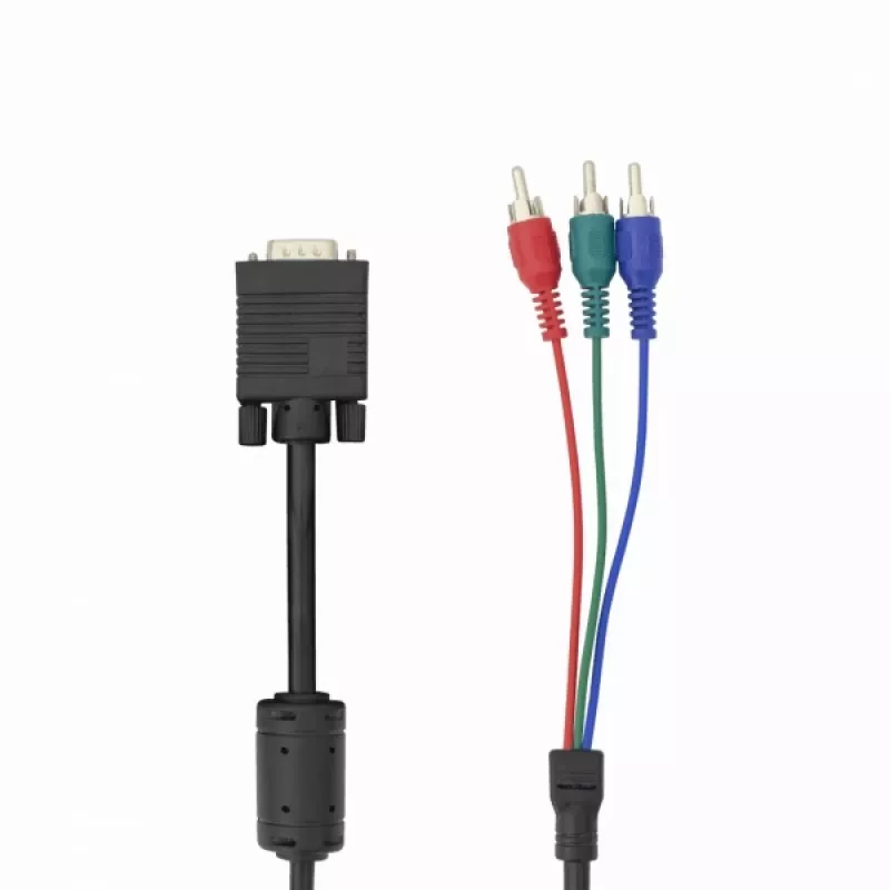VGA į 3×RCA kabelis SBOX VGA-1022 M/M 2 m, VGA kištukas į tris RCA kompozitinius, 2 metrų ilgis