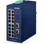 PLANET IP30 pramoninis L2/L4 16 prievadų valdomas L2/L4 Gigabit Ethernet (10/100/1000) mėlynas (IGS-4215-16T2S-U)