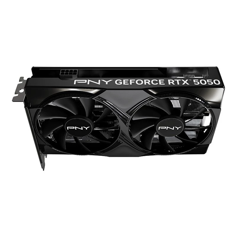 Grafikos plokštė PNY GeForce RTX 5050 — 8 GB GDDR6, 2317 MHz, 128 bitų, PCIe x8 5.0, dviejų ventiliatorių aušinimas