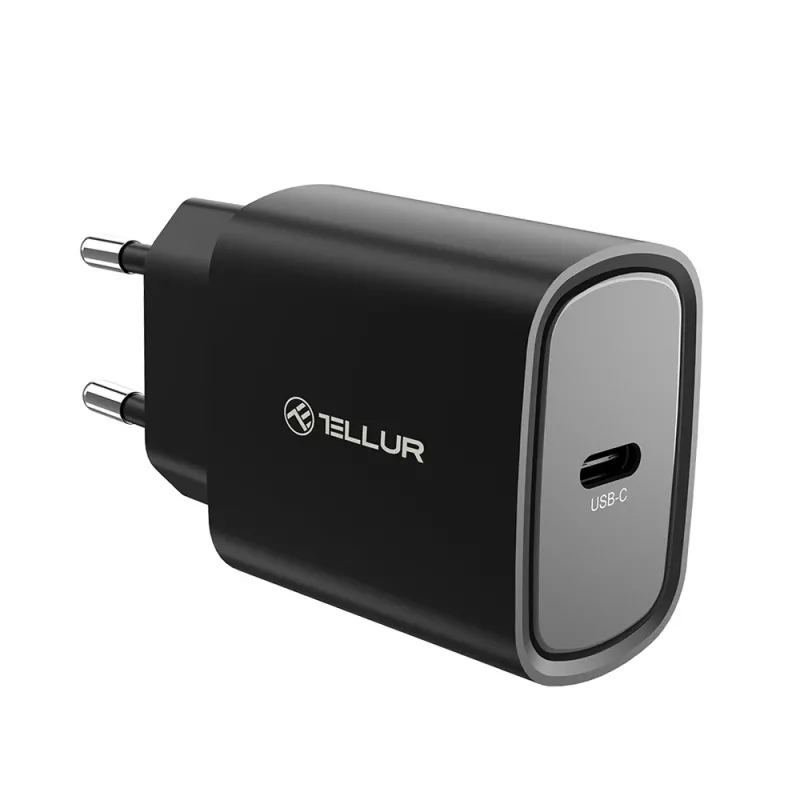 Tellur 20W USB-C PD sieninis įkroviklis, juodas