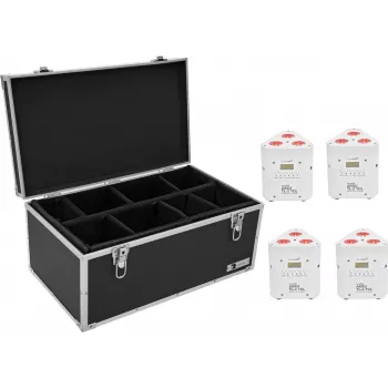 EUROLITE Light Set 4x AKKU TL-3 TCL baltas — maitinamas baterijomis nešiojamasis apšvietimo rinkinys