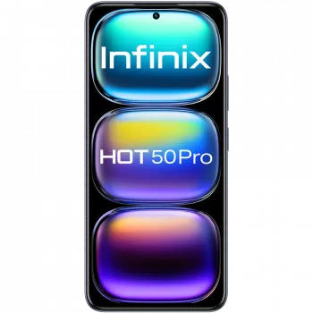 Išmanusis telefonas INFINIX HOT 50 PRO — 6.78 col. (17.2 cm) FHD+, MediaTek Helio G100 Ultra, 8 GB RAM, 256 GB, 50 MP, Android 14, 5000 mAh, Dual SIM, IP54, Juoda