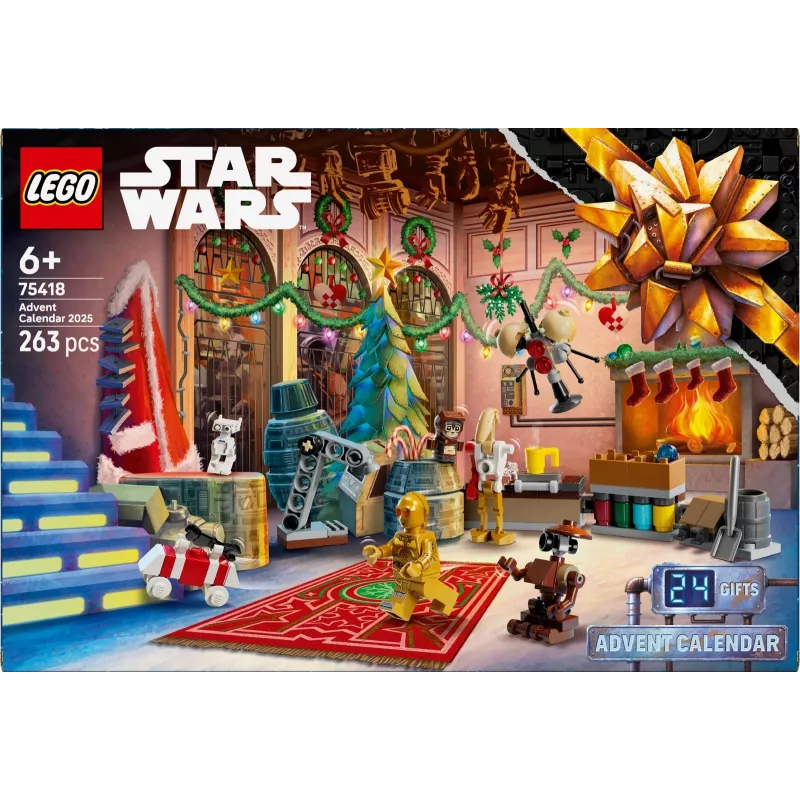 Konstruktorius LEGO Star Wars Advento kalendorius 2025 — rinkinys 75418, sezoninės surenkamos minifigūrėlės ir modeliai