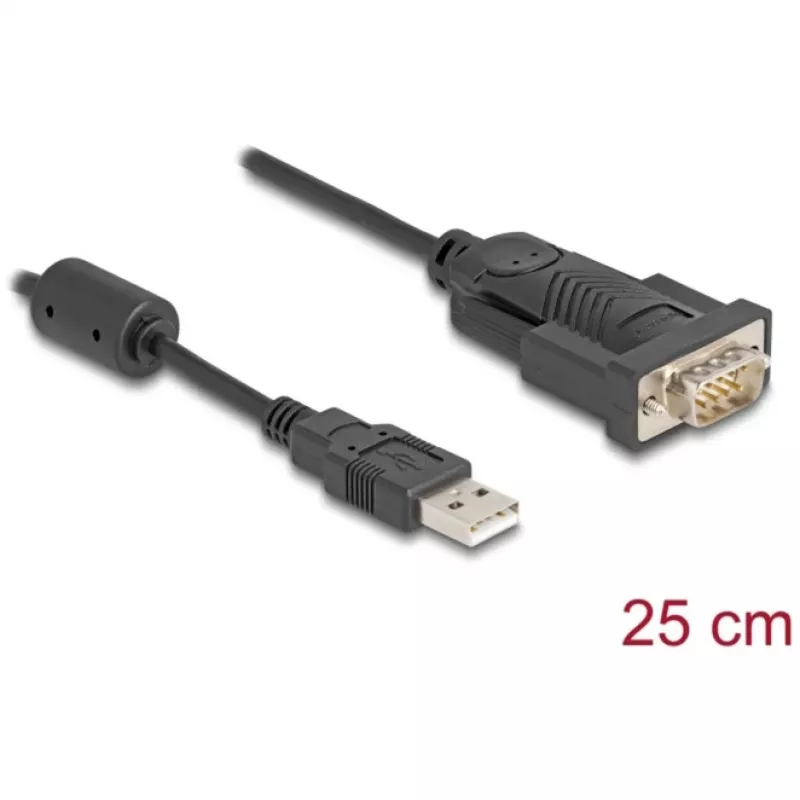 DeLOCK adapteris USB 2.0 Type-A į RS-232 nuoseklųjį prievadą D-Sub 9 kontaktų kištukas 0,25 m