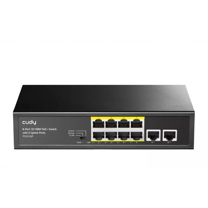 Cudy FS1010P tinklo jungiklis Fast Ethernet (10/100) Power over Ethernet (PoE) juodas