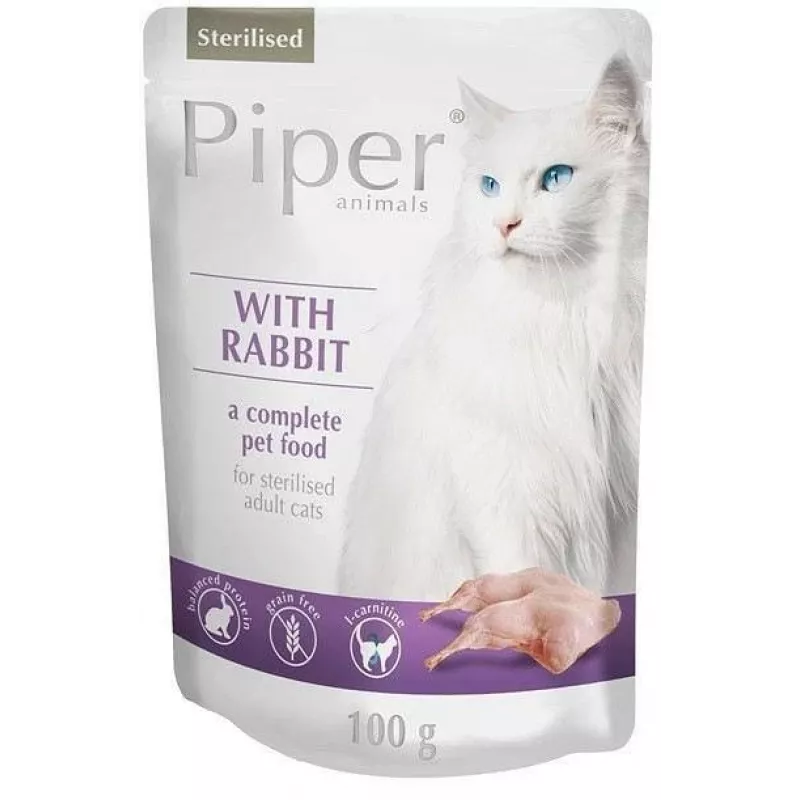 DOLINA NOTECI Piper Animals Sterilised Rabbit - šlapias kačių ėdalas - 100 g