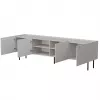 TV spintelė Cama LUCCA 4D 200x40x59 cm, kašmyro apdaila, pilkas medžio drožlių plokštės viršus