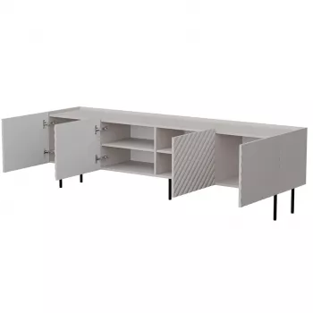 TV spintelė Cama LUCCA 4D 200x40x59 cm, kašmyro apdaila, pilkas medžio drožlių plokštės viršus