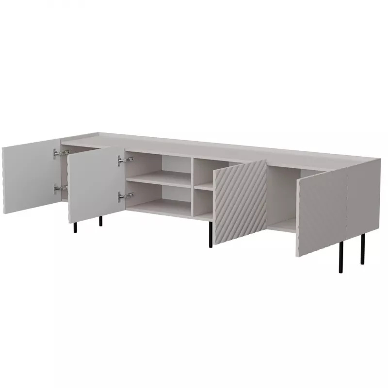TV spintelė Cama LUCCA 4D 200x40x59 cm, kašmyro apdaila, pilkas medžio drožlių plokštės viršus