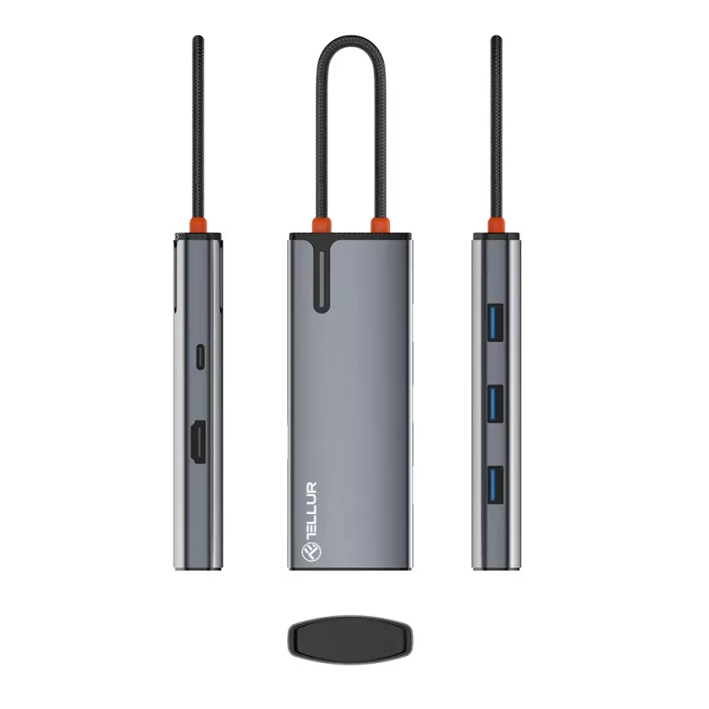 USB-C stotelė Tellur TLL321061 su PD 3.0 100W, HDMI išvestimi ir 3× USB 3.0 prievadais