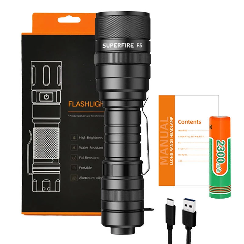 Superfire F5 žibintuvėlis, 1100 lm, USB