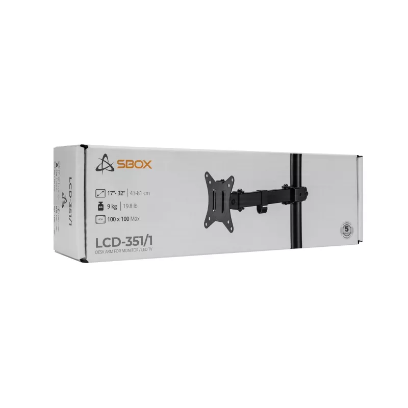 SBOX LCD laikiklis LCD-351/1-2 17–32 colių ekranams, maks. apkrova 9 kg, VESA 100x100